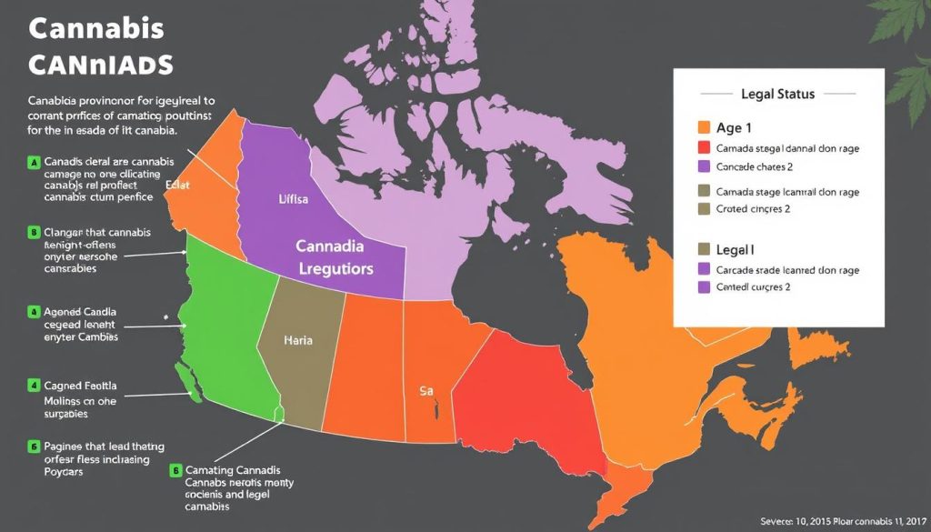 Carte du Canada montrant les différentes réglementations provinciales concernant le cannabis