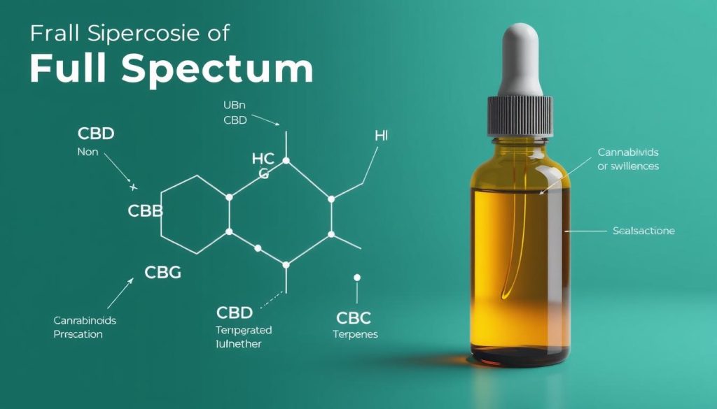 Composition d'une huile de CBD full spectrum montrant les différents cannabinoïdes et terpènes