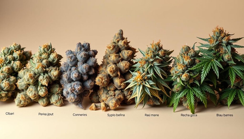 Différentes variétés de cannabis avec leurs caractéristiques distinctives