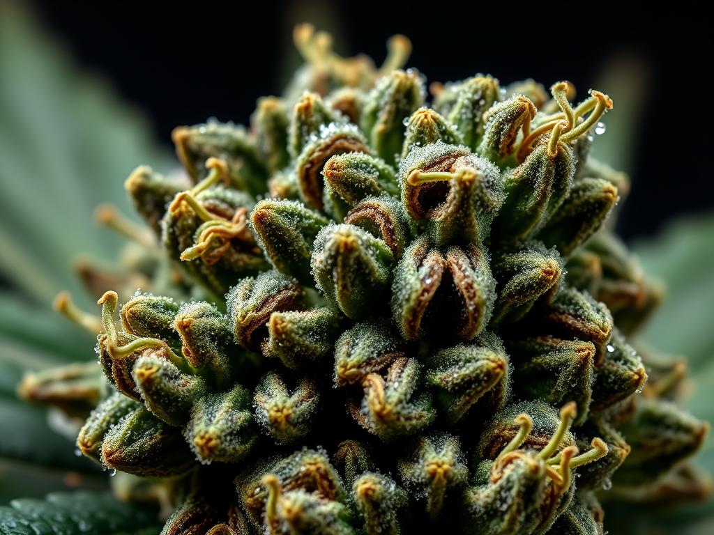 Fleurs de Northern Lights avec leur structure dense et leur couleur vert foncé caractéristique