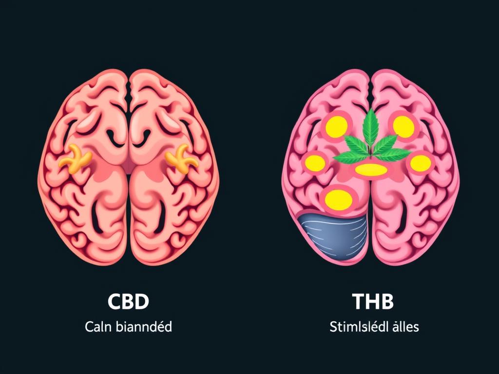 Illustration des effets différents du CBD vs THC sur le cerveau
