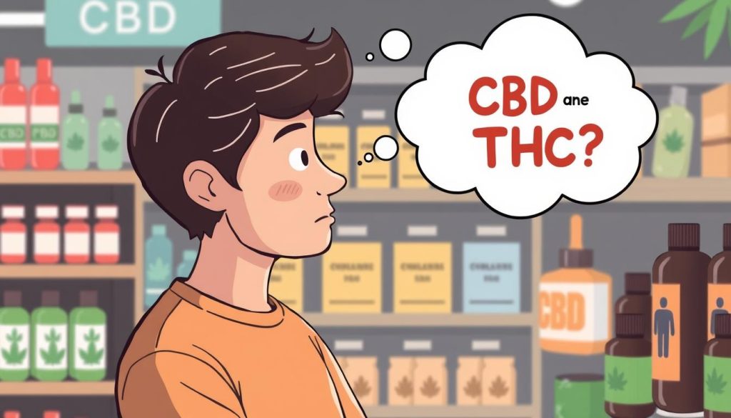 Personne réfléchissant au choix entre CBD vs THC